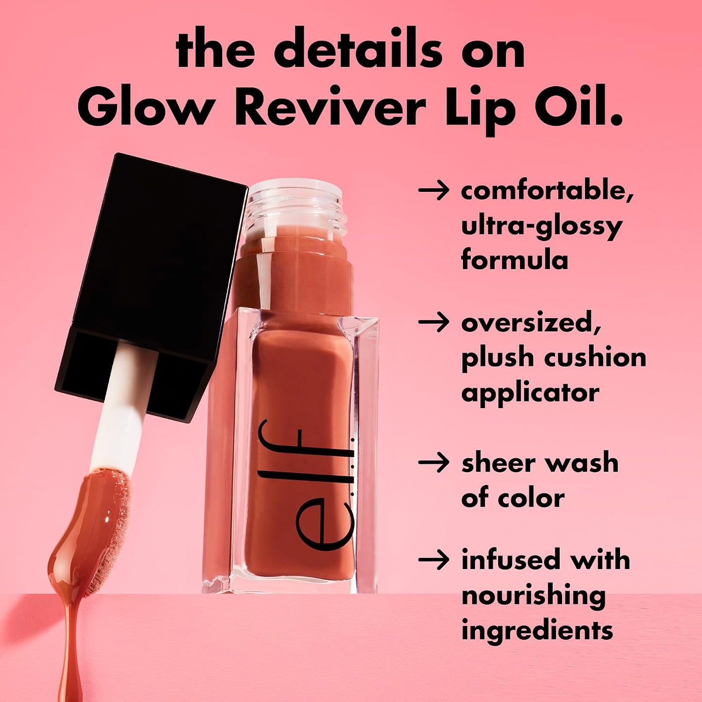 Glow Reviver Lip Oil, Rose Envy | Nourishing Tinted Lip Oil for a High-Shine Finish, Infused with Jojoba Oil, Vegan & Cruelty-Free